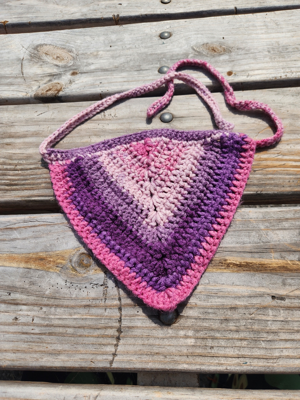 Handmade Crochet Triangle Bandana - Gradient Pinks & Purples